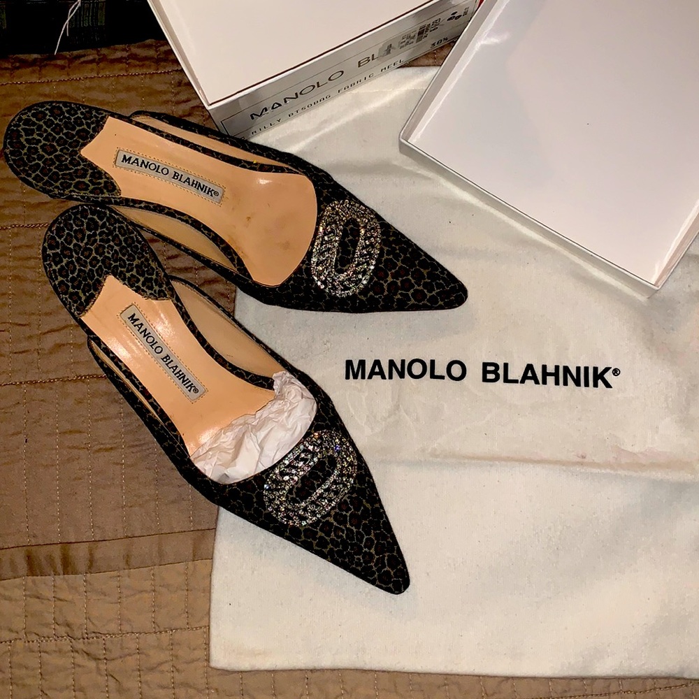 Manolo Blahnik Fabric Kitten Heel